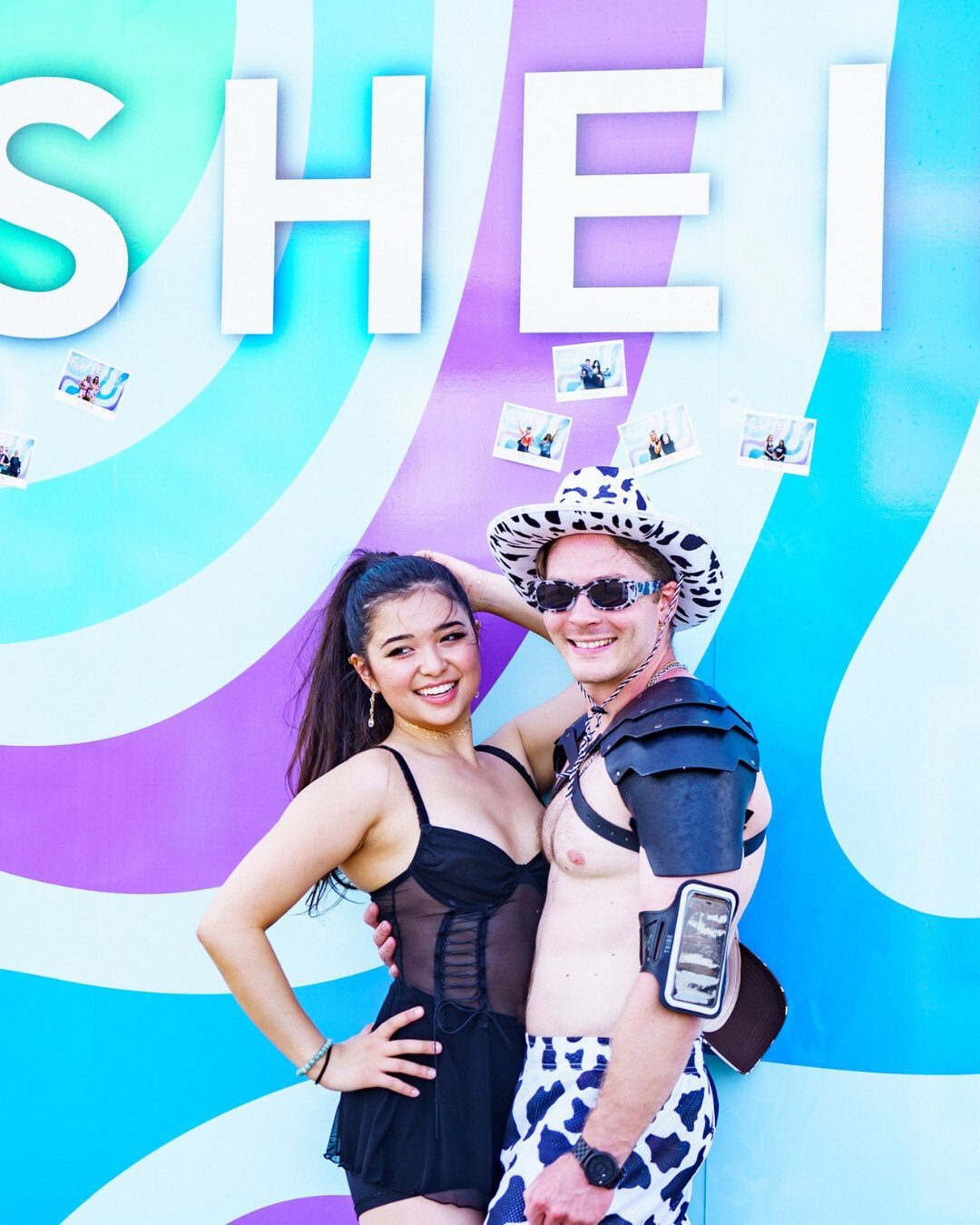 Guests at the colorful SHEIN photo wall