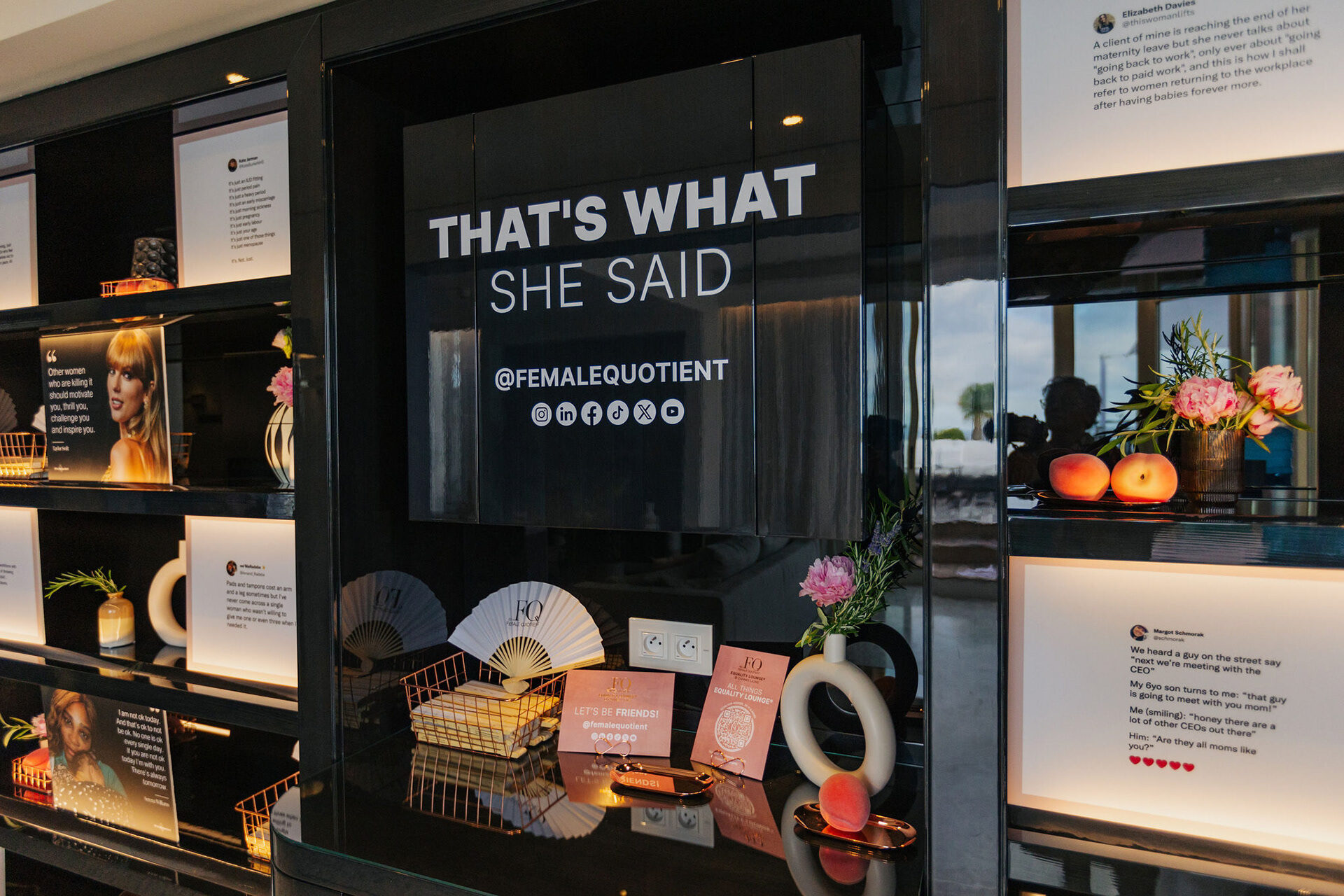 That's What She Said social storytelling wall inside the Equality Lounge