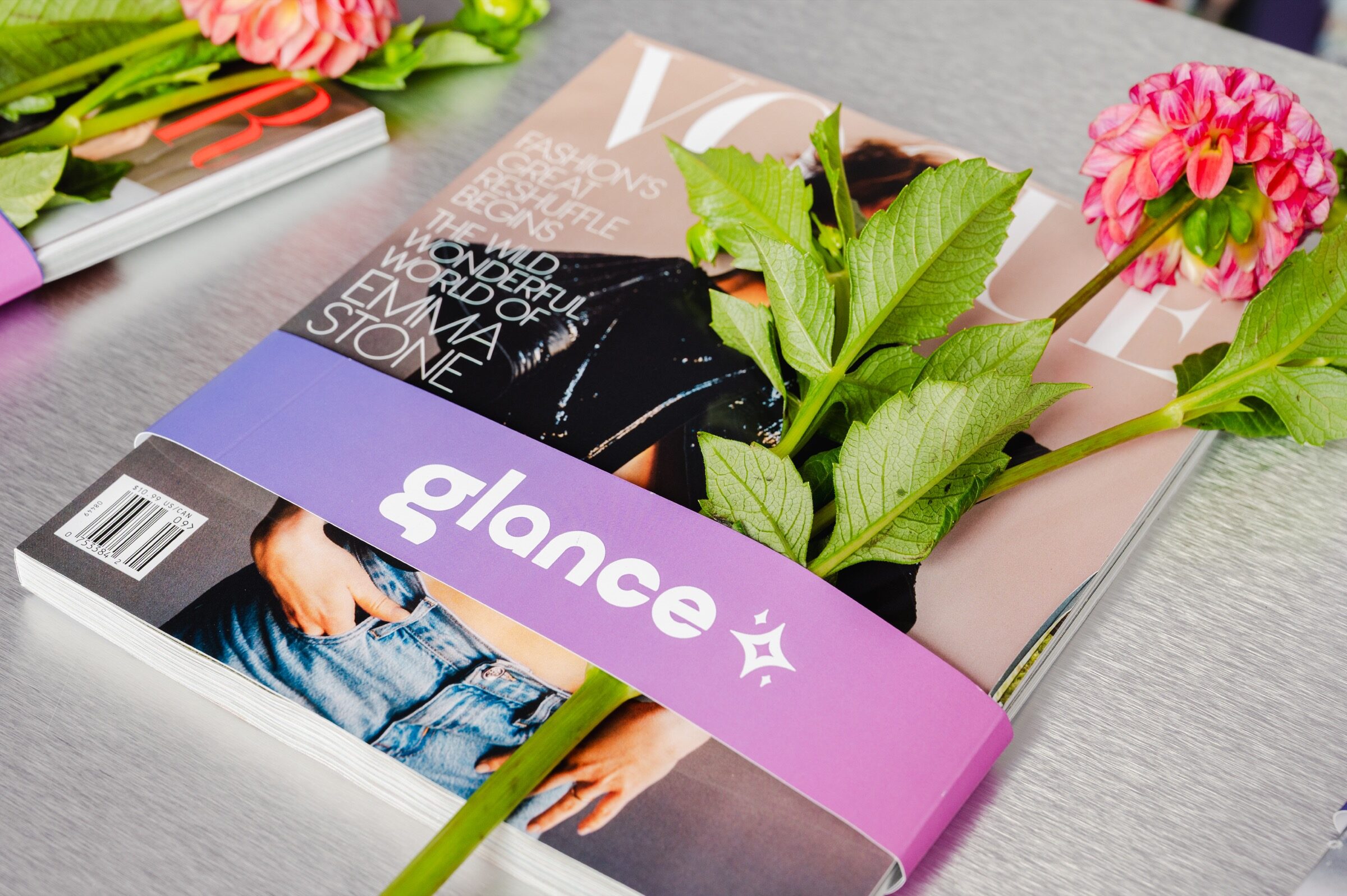 Glance-branded fashion magazine and flower takeaway