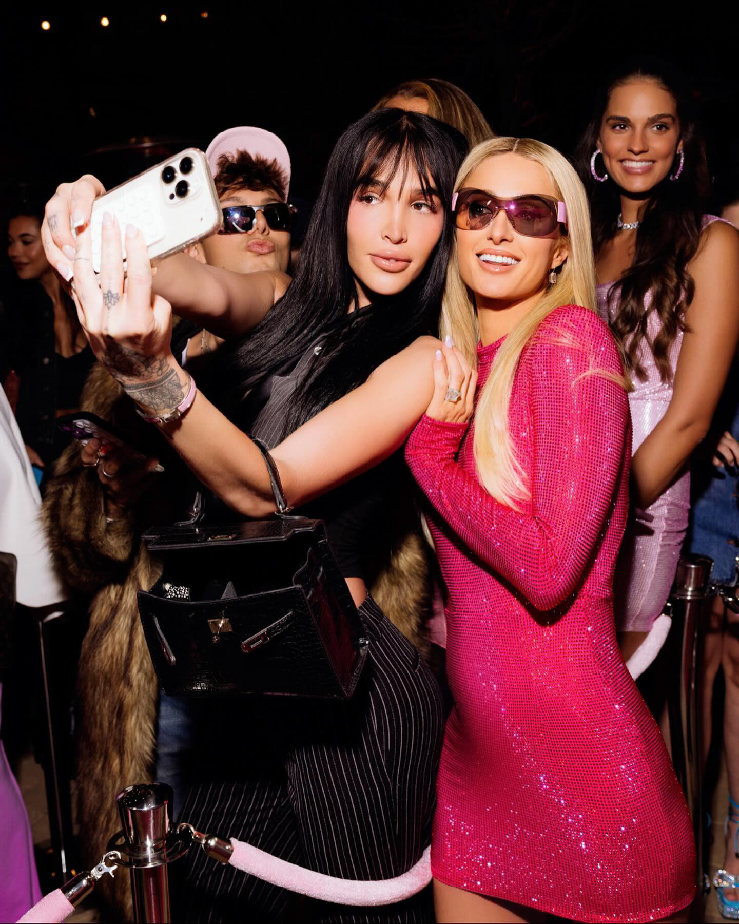 Paris Hilton posing for a creator selfie at the Living Proof launch