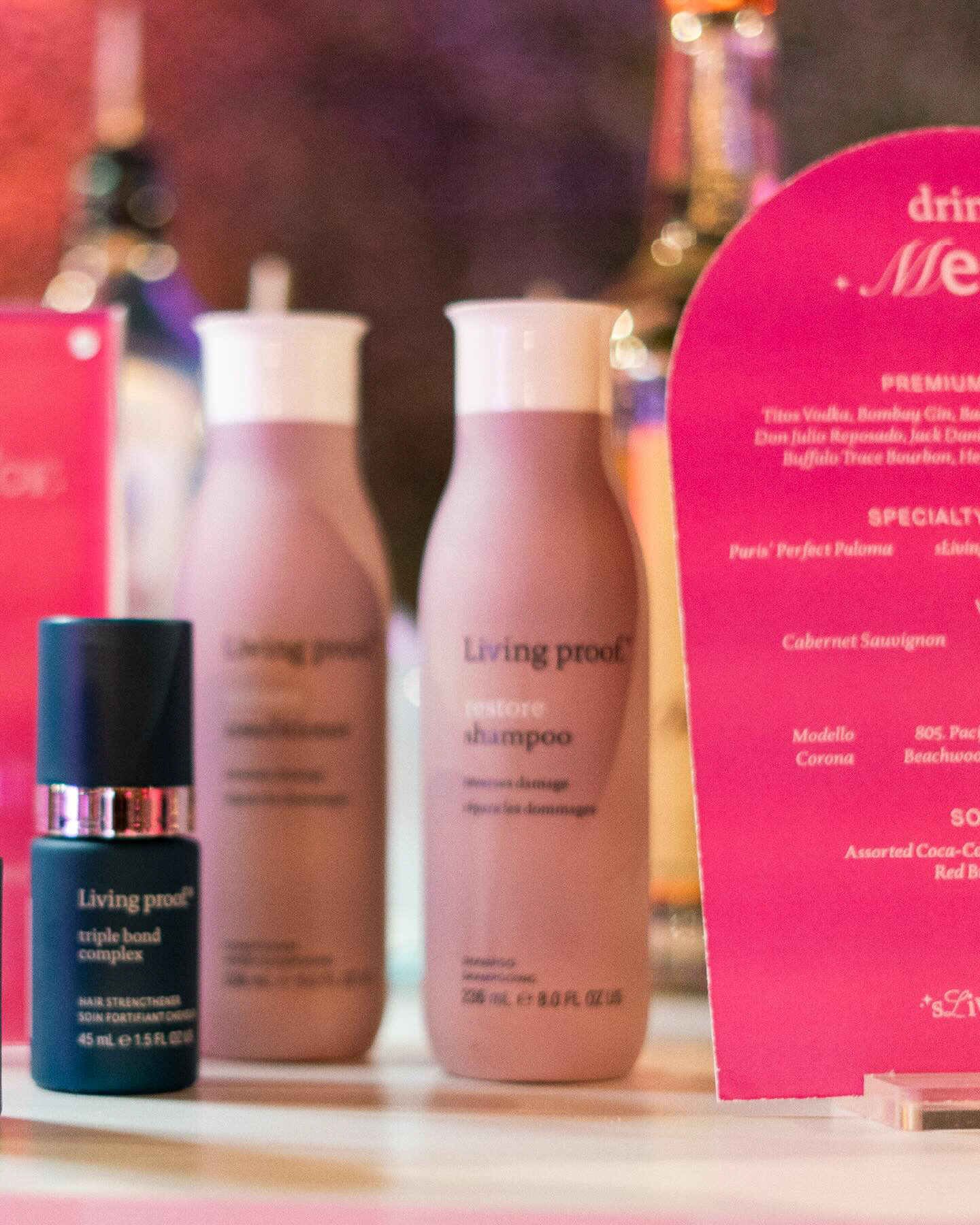 Living Proof products and a branded specialty drink menu