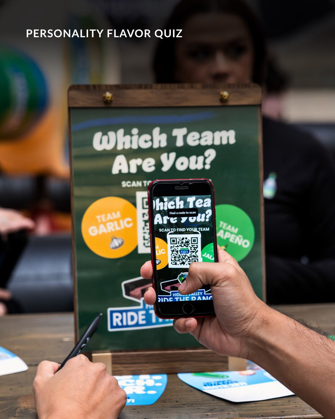 Guest scanning the Ride The Ranch flavor personality quiz