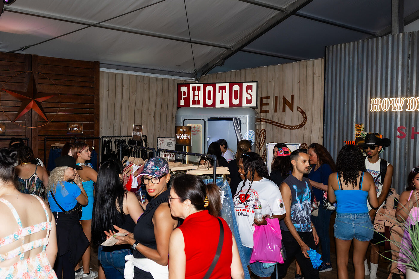 Guests shopping and gathering inside the SHEIN Saloon
