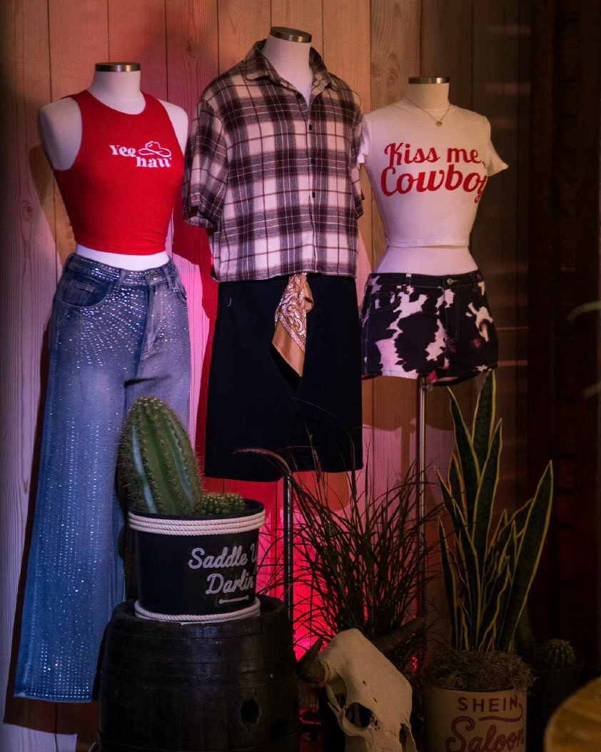 Western SHEIN outfits styled on mannequins