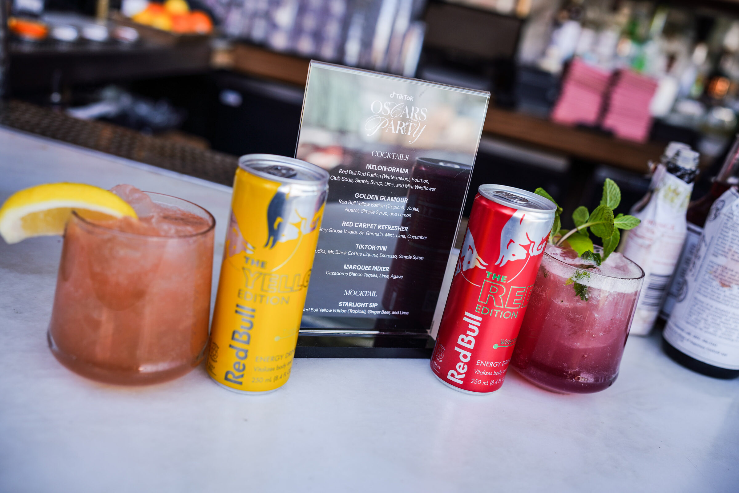 Cocktail service at the TikTok Oscars party