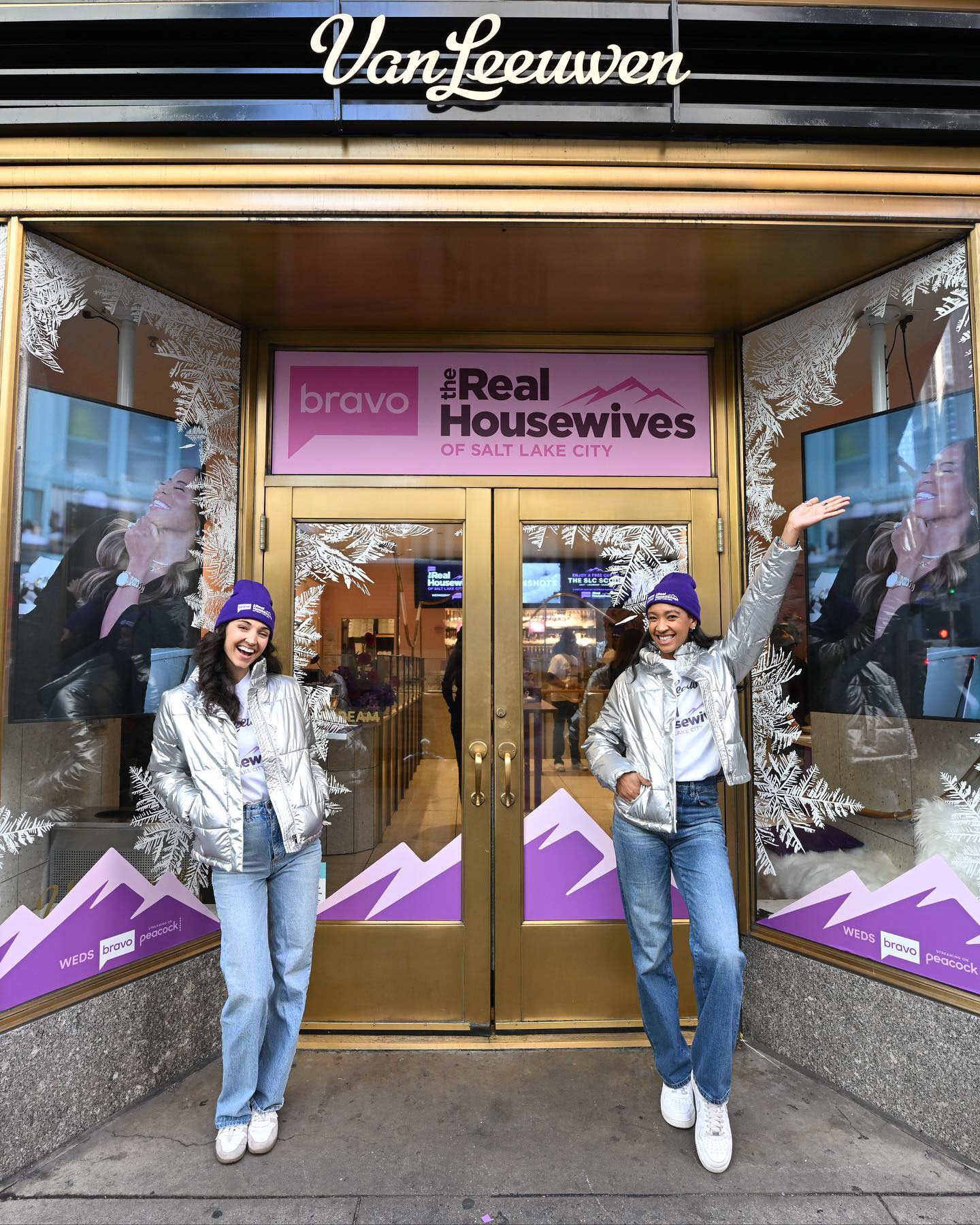 Van Leeuwen storefront with frosted windows and RHOSLC mountain graphics