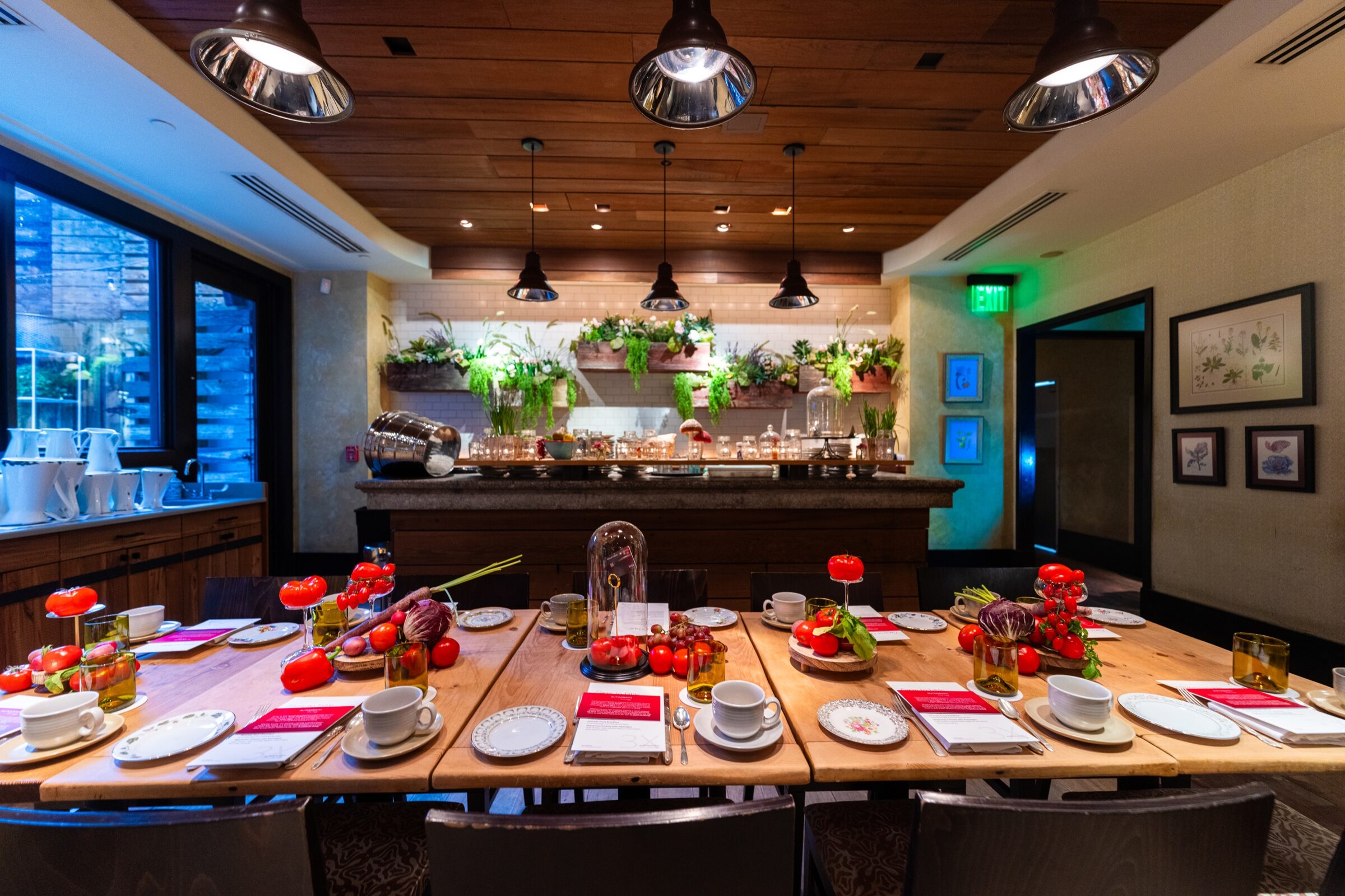 A branded farm-to-table breakfast setting during the Philadelphia itinerary