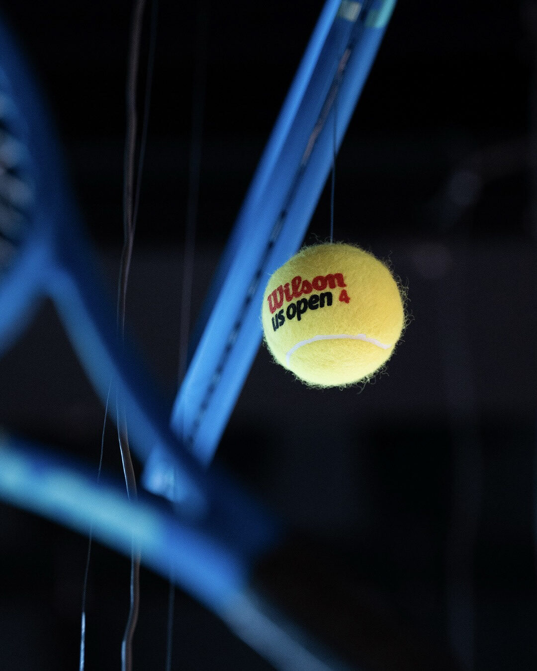 Suspended Wilson US Open tennis ball installation
