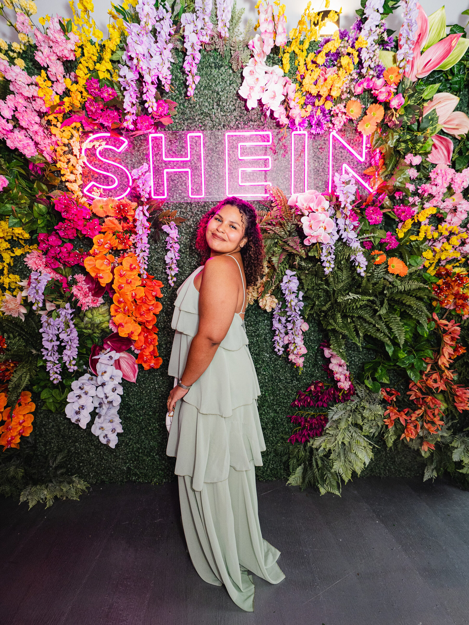 Guest at SHEIN flower wall