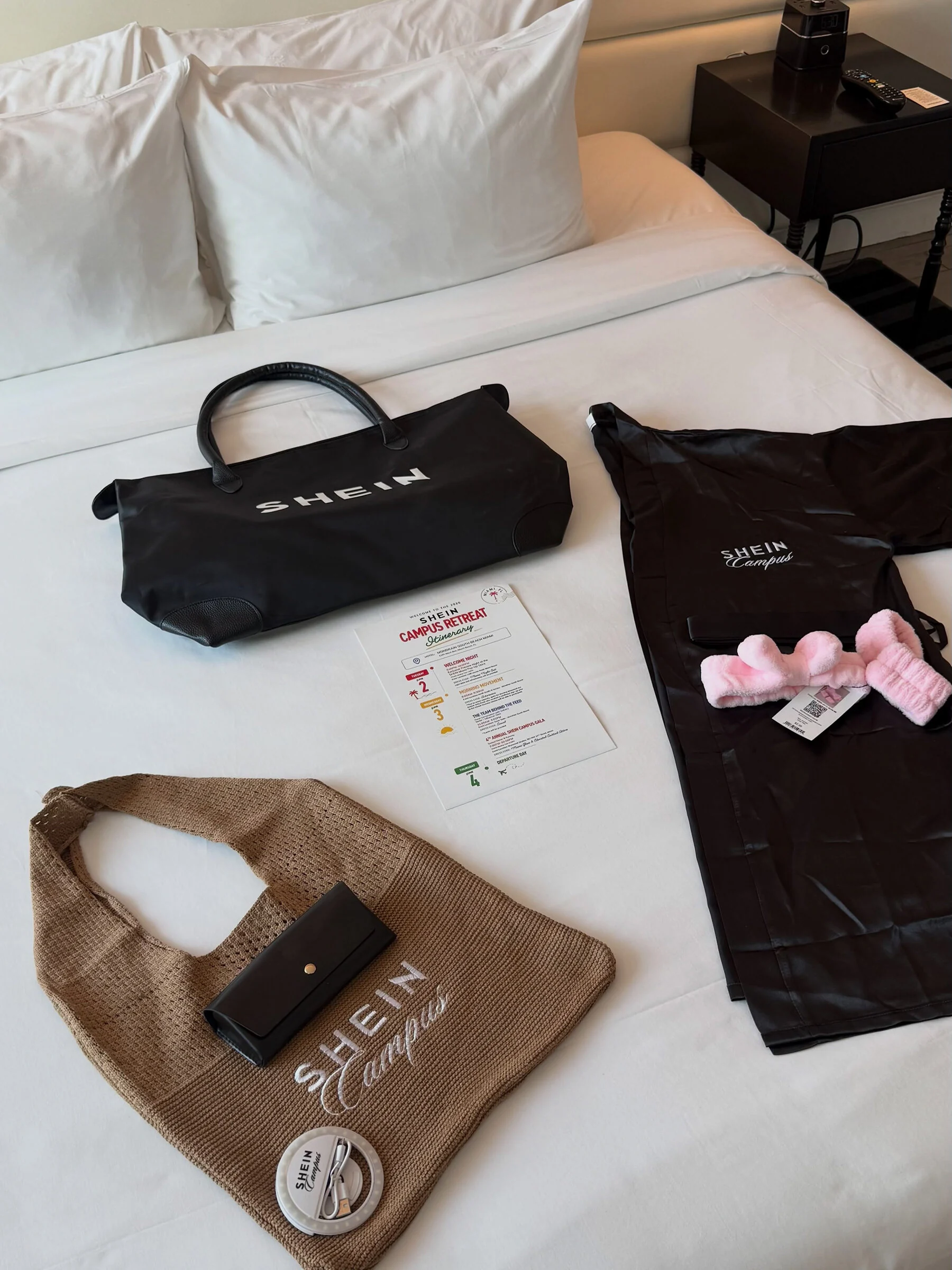 SHEIN Campus Retreat welcome kit and itinerary